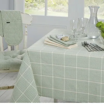 £32 • Buy Duck Egg Gingham Cotton Tablecloth 280 X 130cm - New With Tags