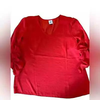 Cabi Red Blouse With Scrunch Sleeve Long Sleeve  Size XL • $20