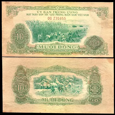 Vietnam South 10 DONG P-R7 1963 War Scene AUNC Currency Vietnamese Money NOTE • $59.99