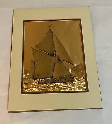 Vintage Artwork 80’s Iridescent Aluminum Ship On Sea Dufex Prints England • $32.45