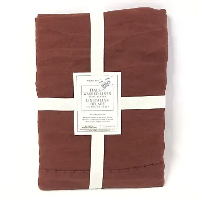 Williams Sonoma Italian Washed Linen Table Runner 18x108 Burgundy • $16.66