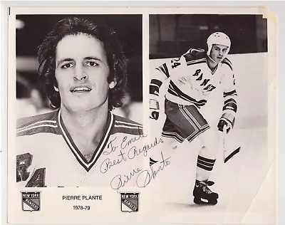 PIERRE PLANTE SIGNED VINTAGE 1978-79 NY RANGERS TEAM ISSUE 8x10 PHOTO AUTOGRAPH • $3.99