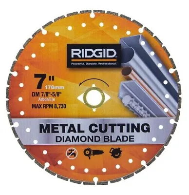 RIDGID 7 In. Metal Cutting Diamond Blade HD-MTL170 7  178mm 7/8 -5/8  • $29.99