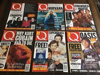 (N) 6 X Q Music Magazines Early 90’s Classic Brit Pop Vintage Rock R&b Punk • £9.99