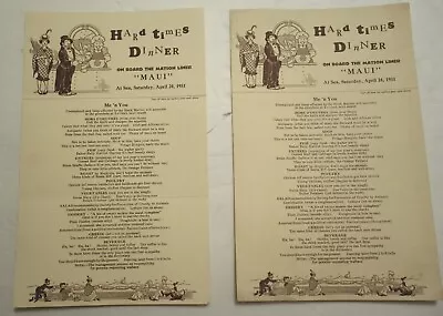 Pair Of 1931 Matson Lines Menus/Postcards - Rare Great Depression Era • $19.99