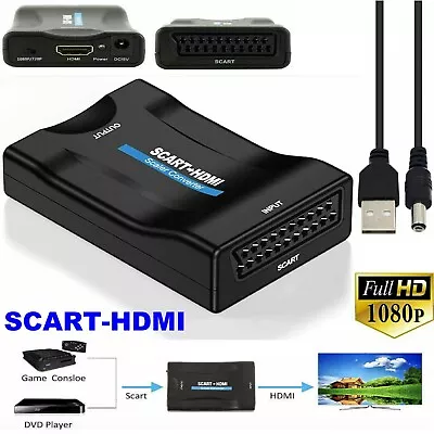 SCART To HDMI Adapter Composite Video Converter Audio Adaptor DVD SKYBOX 1080P   • £6.99