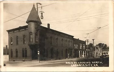 MAIN STREET NORTH Antique Real Photo Postcard Rppc LA PORTE CITY IOWA IA C1910 • $13.16