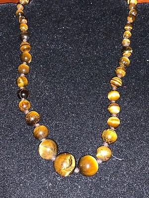 NWT 21st And Stone Sterling 925 Beaded Tiger Eye Necklace 17” Long • £38.60