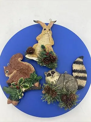 Woodland Animals Christmas Ornaments Rabbit Squirrel Raccoon Leaves Foliage Pine • $17.99