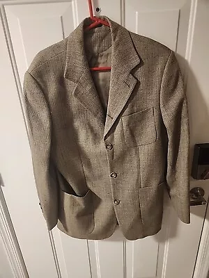 Vtg Luigi Luzzatti Mens Sz 40L Tan Wool Blend 3-Button Suit Jacket Blazer As Is • $30