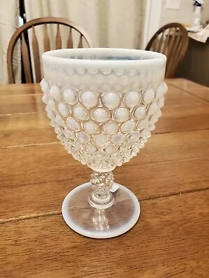Vintage Fenton Hobnail Opalescent Moonstone Glass Wine Goblet  • $12.99