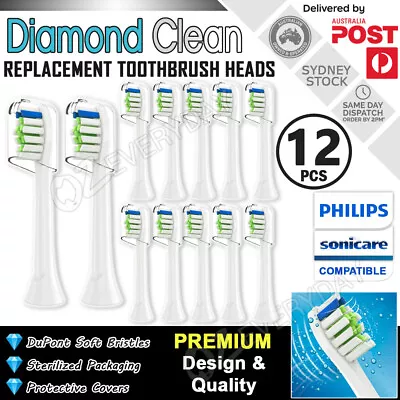 $33.50 • Buy 12x DIAMOND CLEAN Philips Sonicare Toothbrush Compatible Brush Heads + Covers AU