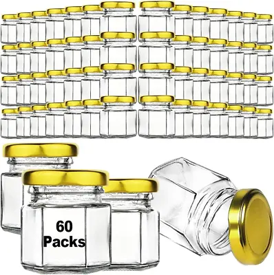 60 Pcs Small Glass Favor Jars With Airtight Lids 1.5 Oz Mini Honey Jars • $36.61