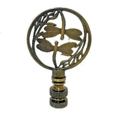 Double Dragonfly Lamp Shade Finial ~ Antique Brass  (finial Thread) • $10.90