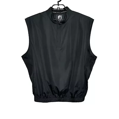 FootJoy Mens 1/4 Snap Golf Wind Vest Size Large Black Sleeveless Pullover • $35