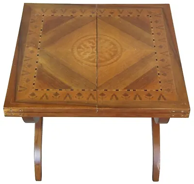 Mid Century Italian Flip Top Walnut & Marquetry Inlay Square Coffee Table Italy • $1530