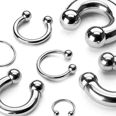 $8 • Buy Surgical Steel Horseshoe Circular Barbell Ring Ear Nose Septum 18g - 00g #HS