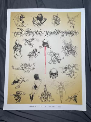 Derek Hess Black Line White Lie Poster Print 2011 Signed & Numbered Tattoo Flash • $129.99