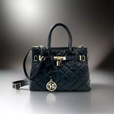 Black Badgley Mischka Mini Diamond Quilted Tote W/Front Lock NEW With Tags!! • $25