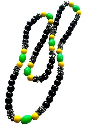 Rasta Jamaican Colors Plastic Beads Hand Made Roots Reggae Necklace One Love. • $23