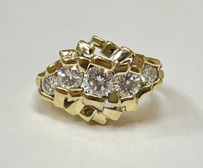 $2750 • Buy Jose Hess 14K Yellow Gold 1.20 Ct Natural Round Diamond 5 Stone Engagement Ring