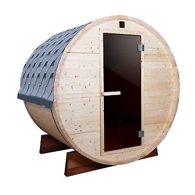 ALEKO Dry Wet Pine Wood Barrel Sauna 3-4 Persons Indoor Outdoor With UL Heater • $4699