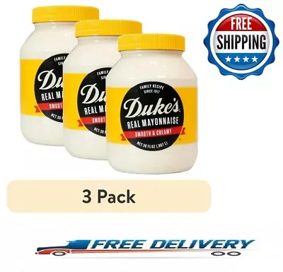 Duke's Smooth And Creamy Real Mayonnaise 30 Ounce Jar (3 Pack)  FRESH • $15.89