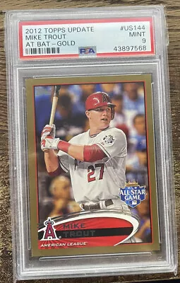 2012 Topps Update #us144 Mike Trout  At Bat - Gold  #320/2012 Angels - Psa 9 • $164.95