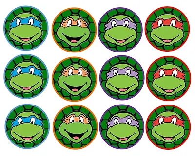 12 TMNT Ninja Turtles Edible Paper Cupcake Cookie Toppers CHOOSE SIZE Pre Cut • $5