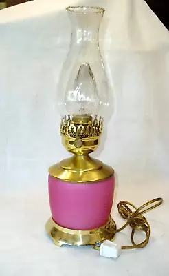 Gorgeous ELECTRIC HURRICANE LAMP WITH GLASS GLOBE Mauve & Gold • $29