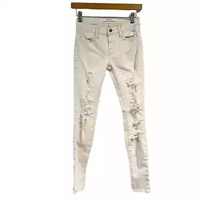 J Brand Size 24 Super Skinny Divo Destroyed Distressed Jeans Cream Color • $30