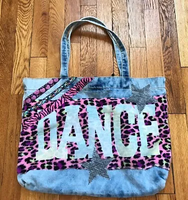 Handmade Animal Print DANCE Denim Tote Bag Women Rhine Stone Shoulder  Bag • $19.99