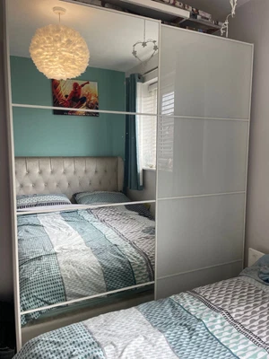 £450 • Buy IKEA Pax White Wardrobe With Mirror Door