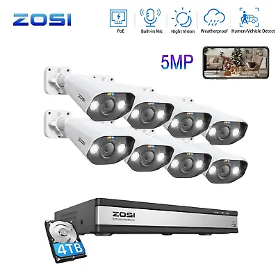 ZOSI 4K 8CH 5MP PoE Security Outdoor Camera System Two-Way Audio Human Detection • $294.49