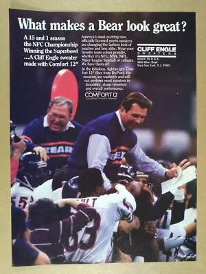 1986 Cliff Engle NFL Sweaters Mike Ditka Buddy Ryan Photo Vintage Print Ad • $9.99