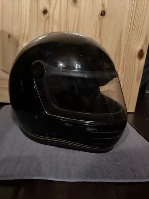 Vintage Simpson Racing Helmet Black Sz 7 3/8 Snell 80s 1983 Motorcycle • $94.99