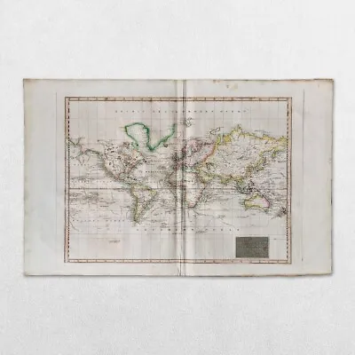Antique 19th Century World Atlas Map John Thomson 1814 Hydrographic Mercator • $366.79