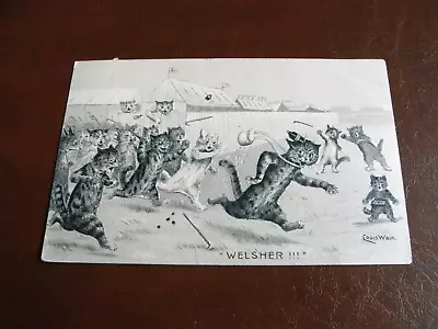Original  Louis Wain Signed Anthropomorphic Cat Embossed Postcard Welsher! • £19.50