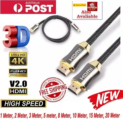 HDMI Cable Cord Premium V2.0 Gold Plated High Speed Audio 3D 4K Ultra HD 1m~20m  • $12.99
