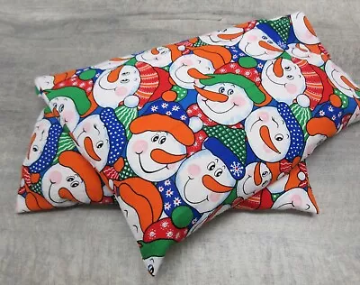 Corn Heat Pack Microwave Pillow Washable Cover Red Snowmen Smowman Winter 821 • $22