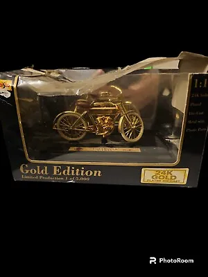 Harley Davidson Maisto Gold Edition Die Cast Knucklehead Motorcycle 24k Gold • $49.99