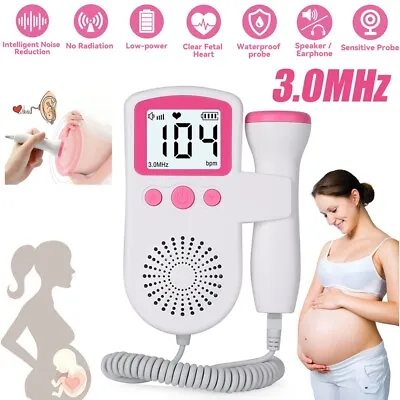 Ultrasonic Fetal Doppler Heart Beat Rate Baby Detector Probe Prenatal Monitor UK • £10.99