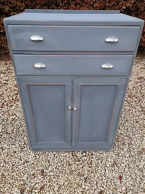 £295 • Buy Lightly Distressed Solid Wood Tallboy, Linen,pantry,cupboard With Drawers, Grey