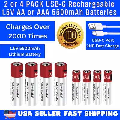 🔋 AA + AAA USBC RECHARGEABLE Battery 5500mAh - Fast Charge Long Lasting🔋 • $6.99