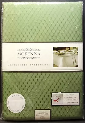 McKenna Microfiber Spill Proof Green Tablecloth 70  X 84  Oblong Seats 6-8 • $27.50