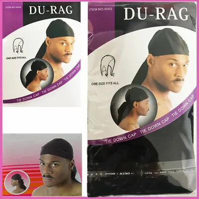 £2.27 • Buy Durag Rag Cap BLACK Head Skull Wrap Bandana Men Sports Headwear Scarf