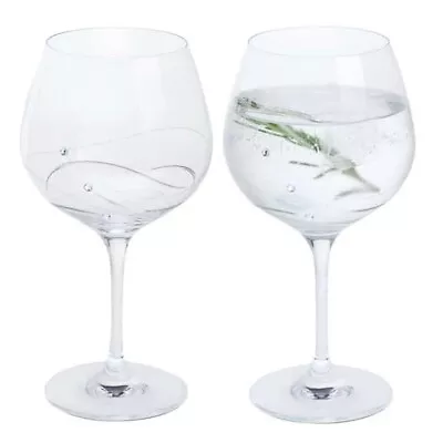 Dartington Clear Lead Crystal Embellished Glitz Gin & Tonic Copa Glass Set Of 2 • £52