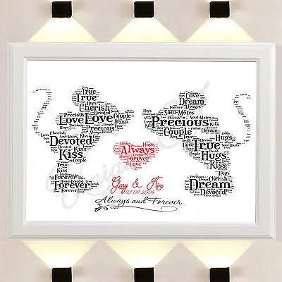 £3.79 • Buy Personalised Mickey Minnie Mouse Word Art Print Disney Gifts Wedding Day Love A4