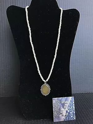 Antique Bronze Mustard Seed Necklace With Jewelry Bag & Scripture Card -Cream • $24.45