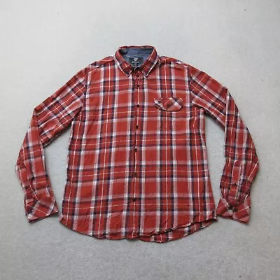 Timberland Flannel Shirt Mens Large Red Plaid Button Down Casual Earthkeepers • £15.99